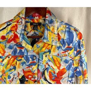 Kaktus Spring Picasso/Abstract Paint Art Button Jacket/Coat/Blazer Womens  Sz M